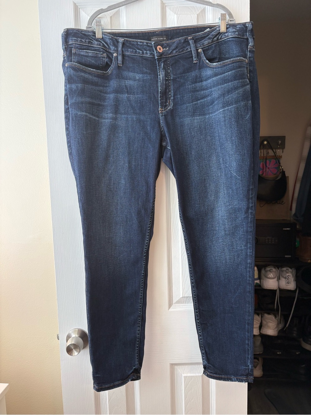 Silver Jeans Dark Blue Ankle Crop Stretch Jeans